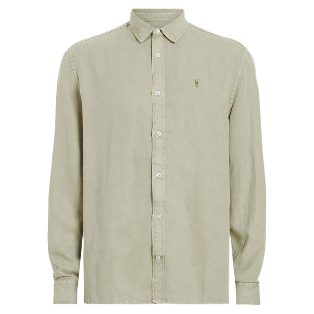 AllSaints Laguna Linen Blend Relaxed Fit Shirt